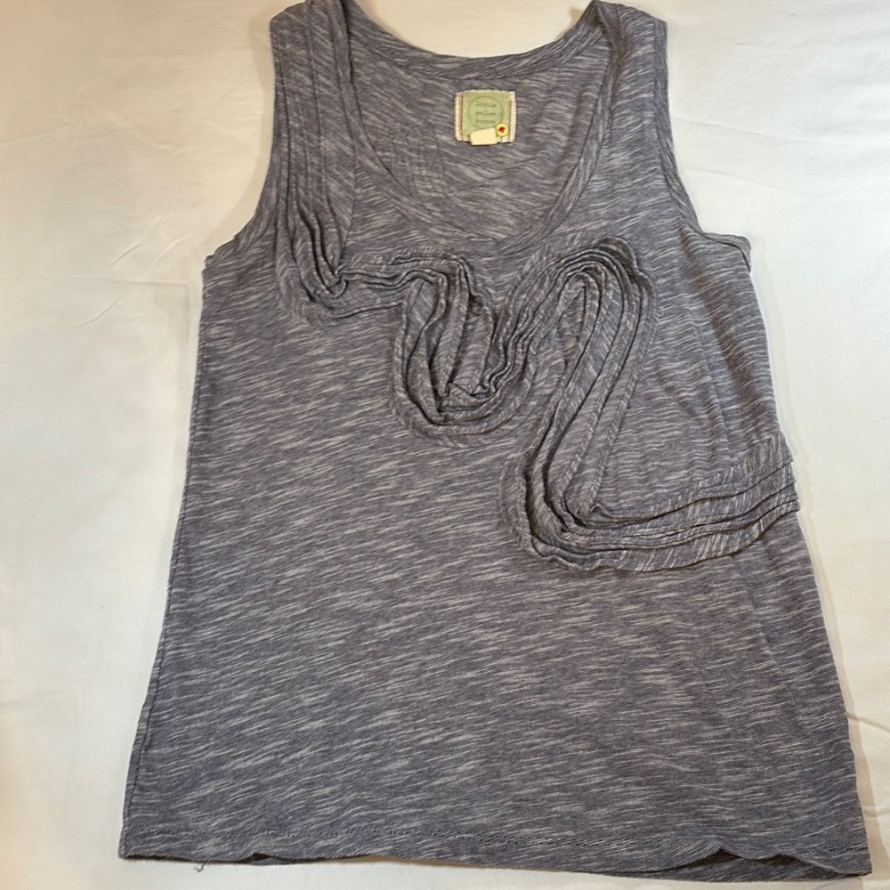 Little yellow button navy Ruffled Sleeveless Tank Top Sz S